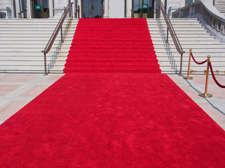 steps with red carpet