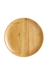 small yellow wooden tray on white background