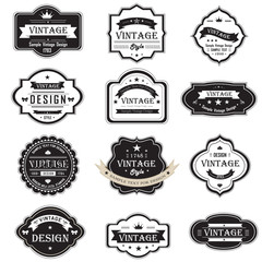 Silhouette vintage and retro badges design with sample text (vec
