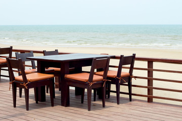 Table at beach  - vintage style