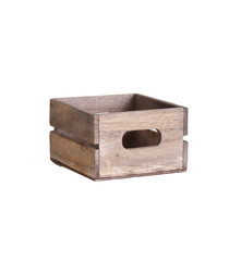 small wooden box on white background
