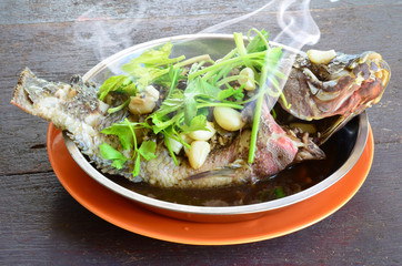 Steamed fish.