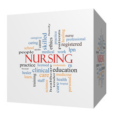 Nursing 3D cube Word Cloud Concept - 66029969