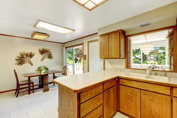 Bright kitchen room with dining area