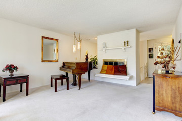 House interior. Room with anitque piano