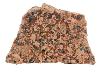Piece of Polished Red Granite Isolated on White Background