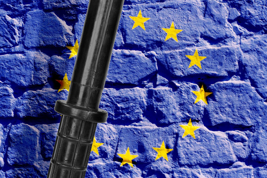 Baton and flag of the European Union