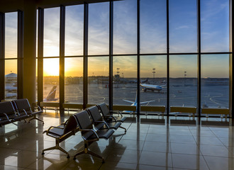 Silhouettes of interior in the airport