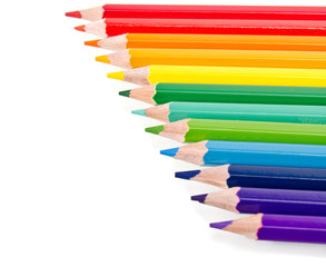 Beautiful multi-colored pencils isolated on white background