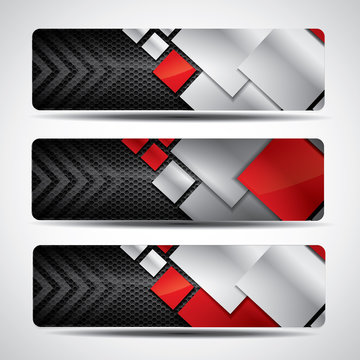 Metal banner set with carbon background and red elements