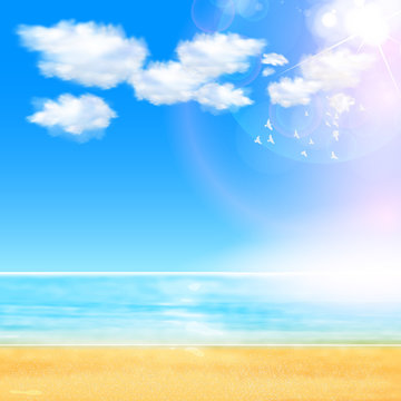 Summer Background with beach, you cen easy all editable