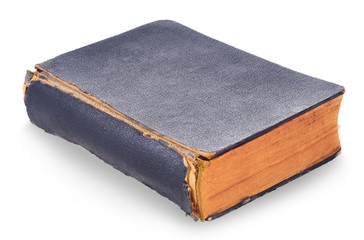 Old closed book on white background