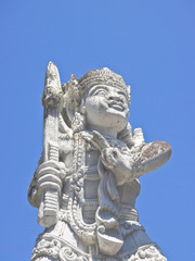 Fototapeta na wymiar Half body portrait of Balinese Deva statue in Bali, Indonesia