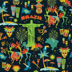 Brazilian Carnival. Seamless pattern