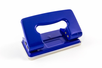 Blue office paper hole puncher.