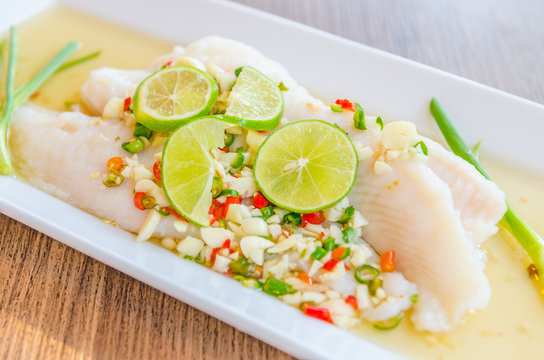 Steamed basa fish