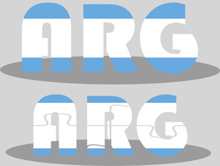 Argentinian Flag in puzzle isolated on white background