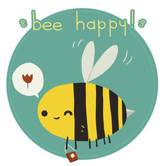 Bee happy postcard.