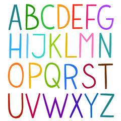 Colorful hand drawn vector full alphabet.