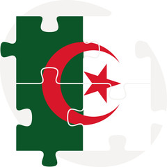 Algerian Flag in puzzle isolated on white background