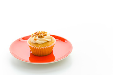 Nuts cupcake isolated on white background