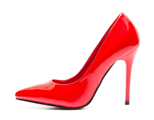 Red high heel shoe isolated on white background