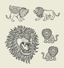 Lion with geometric ornament decoration