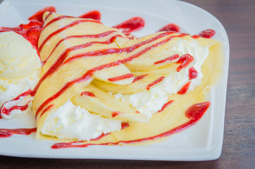 Strawberry crepe dessert