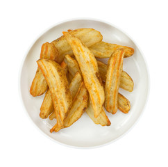 Baked potato wedges in small dish
