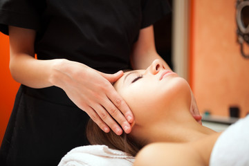 Woman gets a facial massage