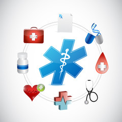 medical icons network connection illustration