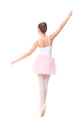 school age girl ballet , isolated on white