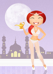 girl with magic lamp