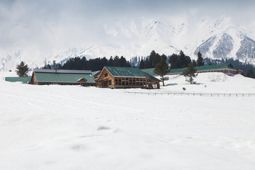 Building in the middle of Himalaya mountains