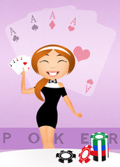 girl with poker cards