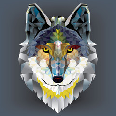 Naklejka premium Wolf head geometric pattern. vector
