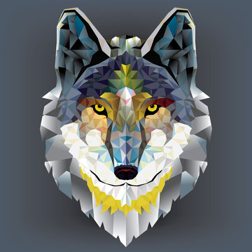 Wolf  head geometric pattern. vector