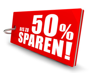 Bis zu 50% sparen! Button, Icon