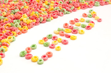 Group of fruit cereal, candy word