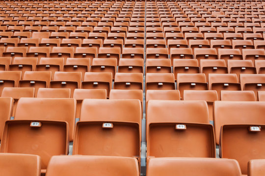 Perspective of many empty stadium seats
