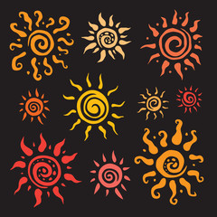 Sun set.  Vector hand drawn illustration.