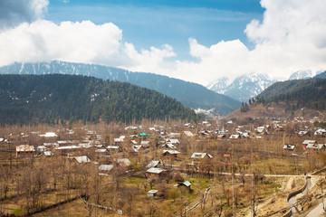 Fototapeta na wymiar Beautiful nature around a village with Himalaya Mountain backgro