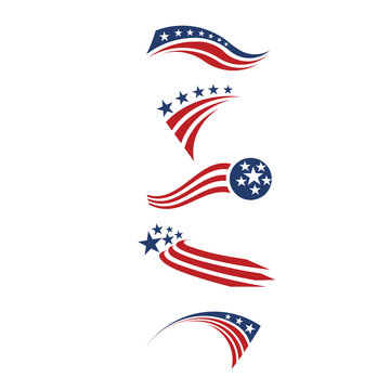 USA star flag and stripes design elements