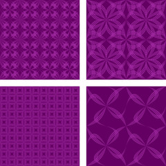Purple seamless curved line pattern set