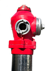 Red street fire hydrant isolated on white