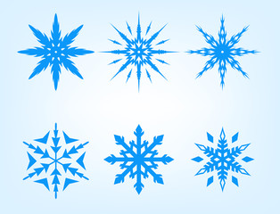 Blue Snowflake Vector Set