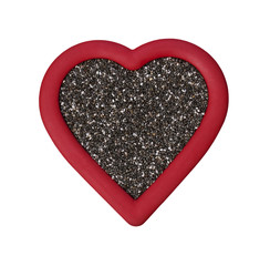 Red Chia Seed Heart on White