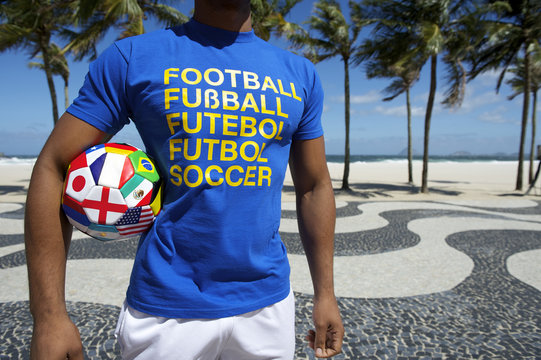 International Football Player with Soccer Ball Copacabana Rio