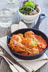 Chicken with mustard and red peppers