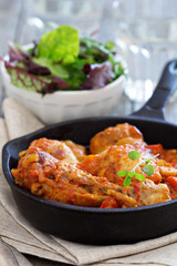 Chicken with mustard and red peppers